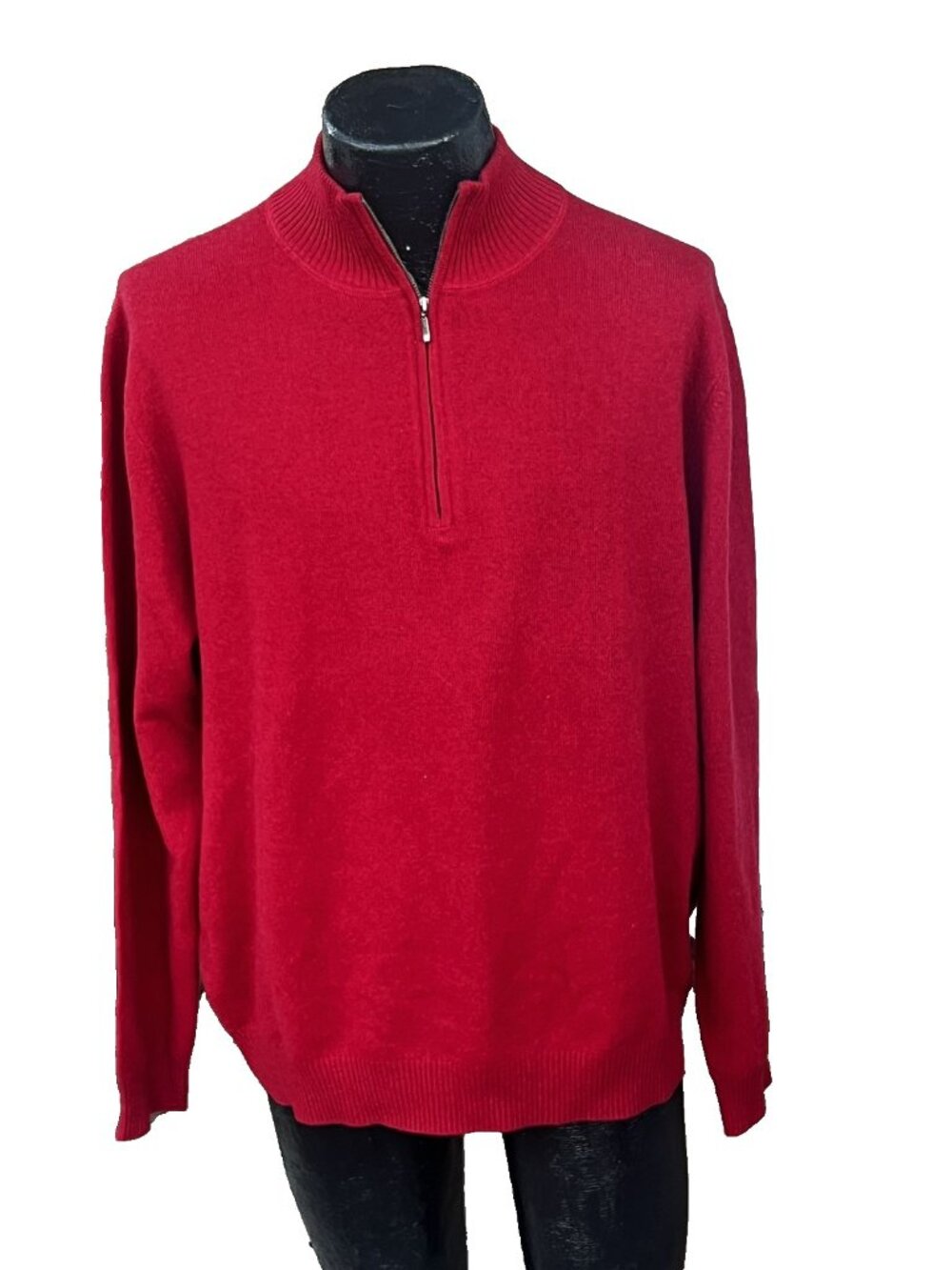 Neiman Marcus 100% Cashmere Quarter Zip Sweater Mens XL Red